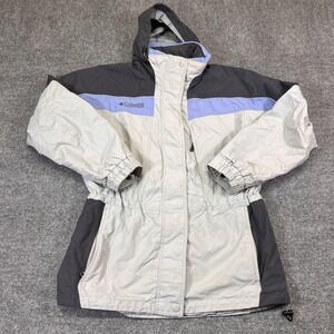Columbia Parka Jacket Womens Medium Gray Hooded Interchange Zip Pockets Warm